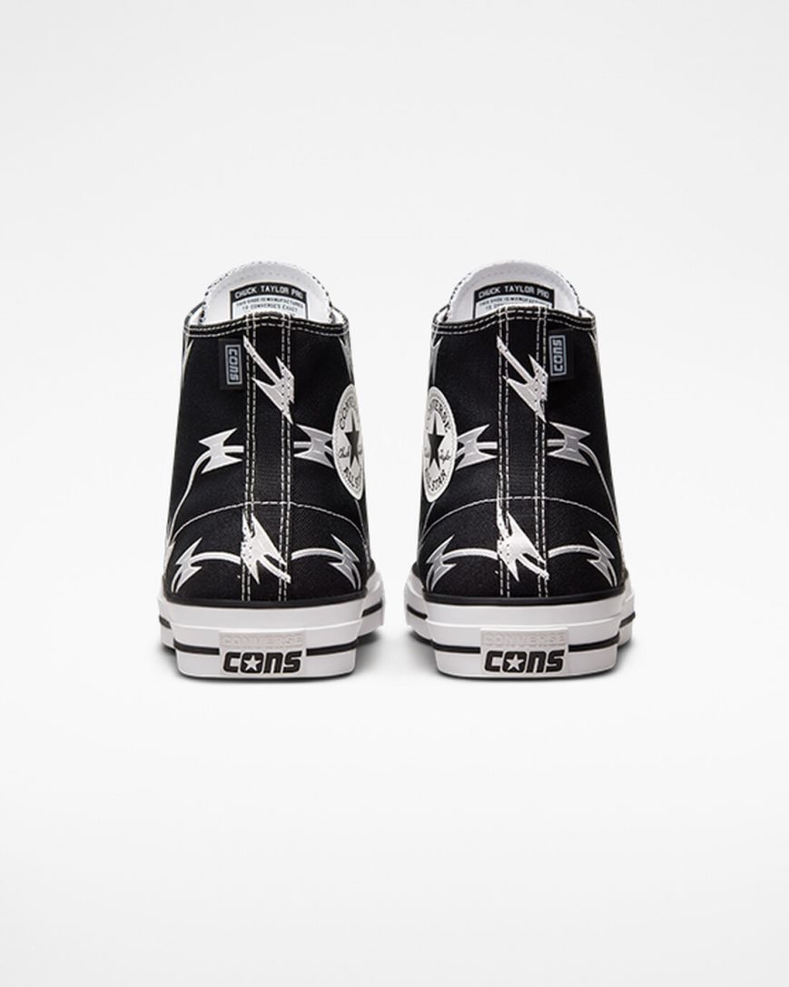 Zapatillas Skate Converse CONS Chuck Taylor All Star Pro Razor Wire Mujer Negras Plateadas Blancas | PE 0L4852